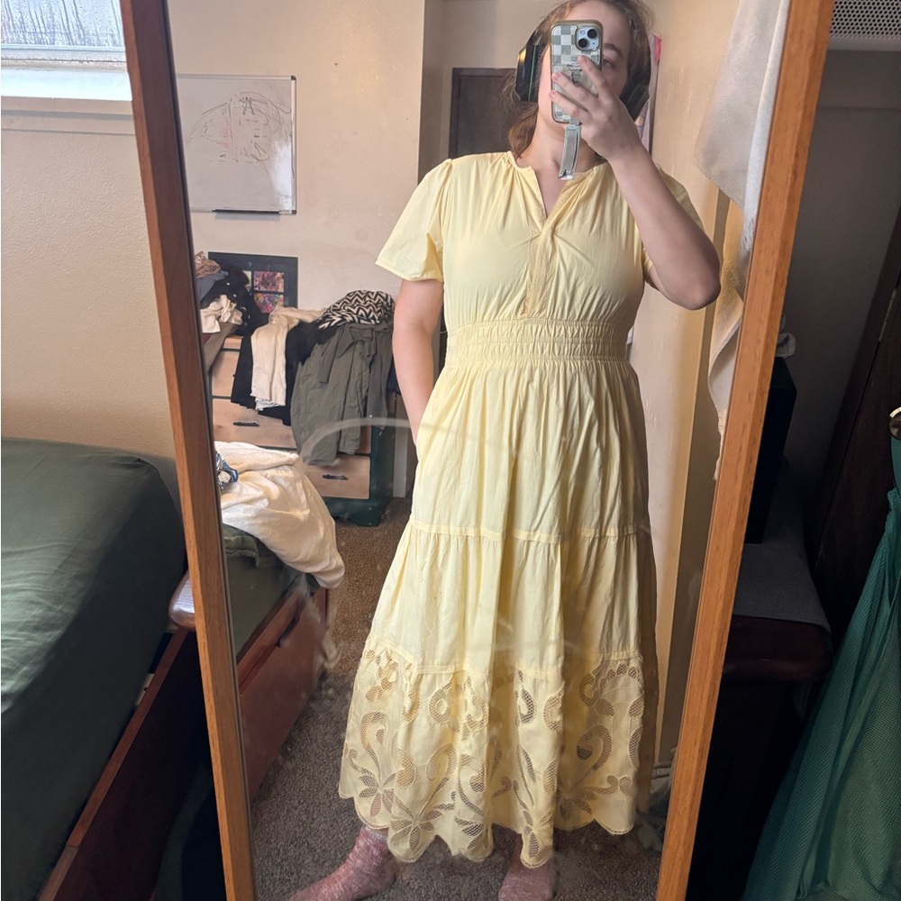 Haute Hippie Light Yellow Midi Dress